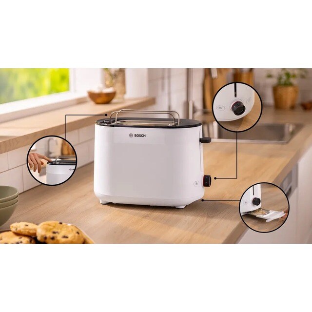 Torradeira Bosch Compacta MyMoment TAT2M121 de 950 W com 2 Fendas Curtas - Branco Branco-3