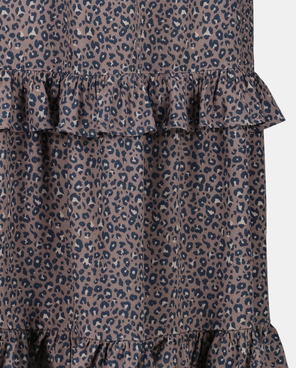 Falda de mujer estampada de volantes Marrón-5