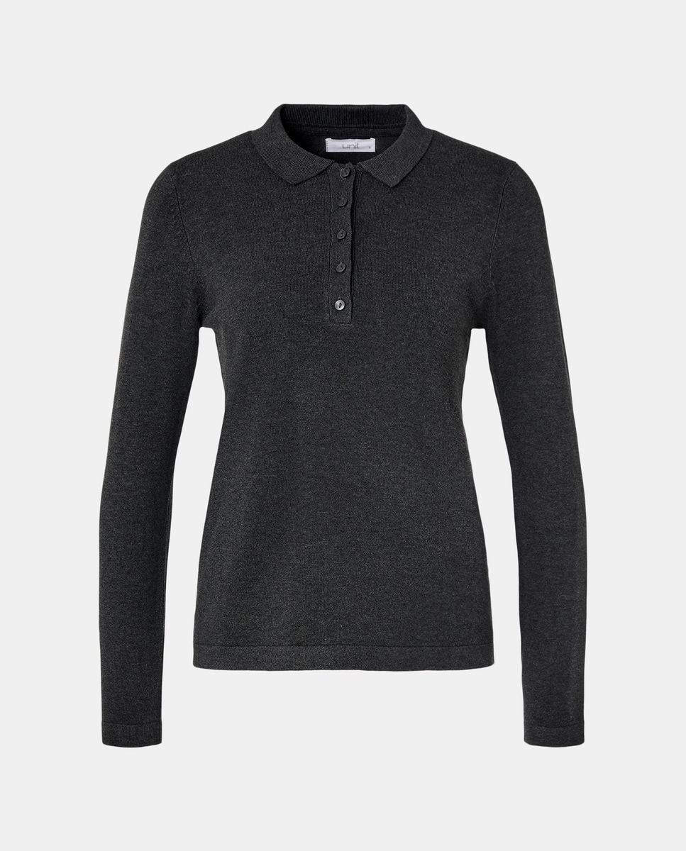 Jersey de mujer básico cuello polo 830 Antracita-4