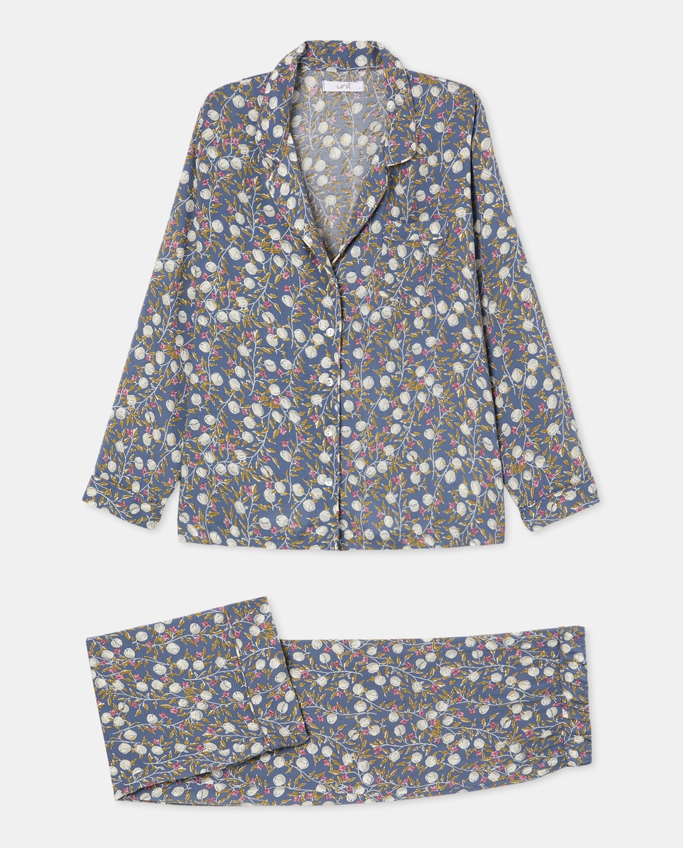Pijama Mujer Dos Piezas Estampado Azul marino-3