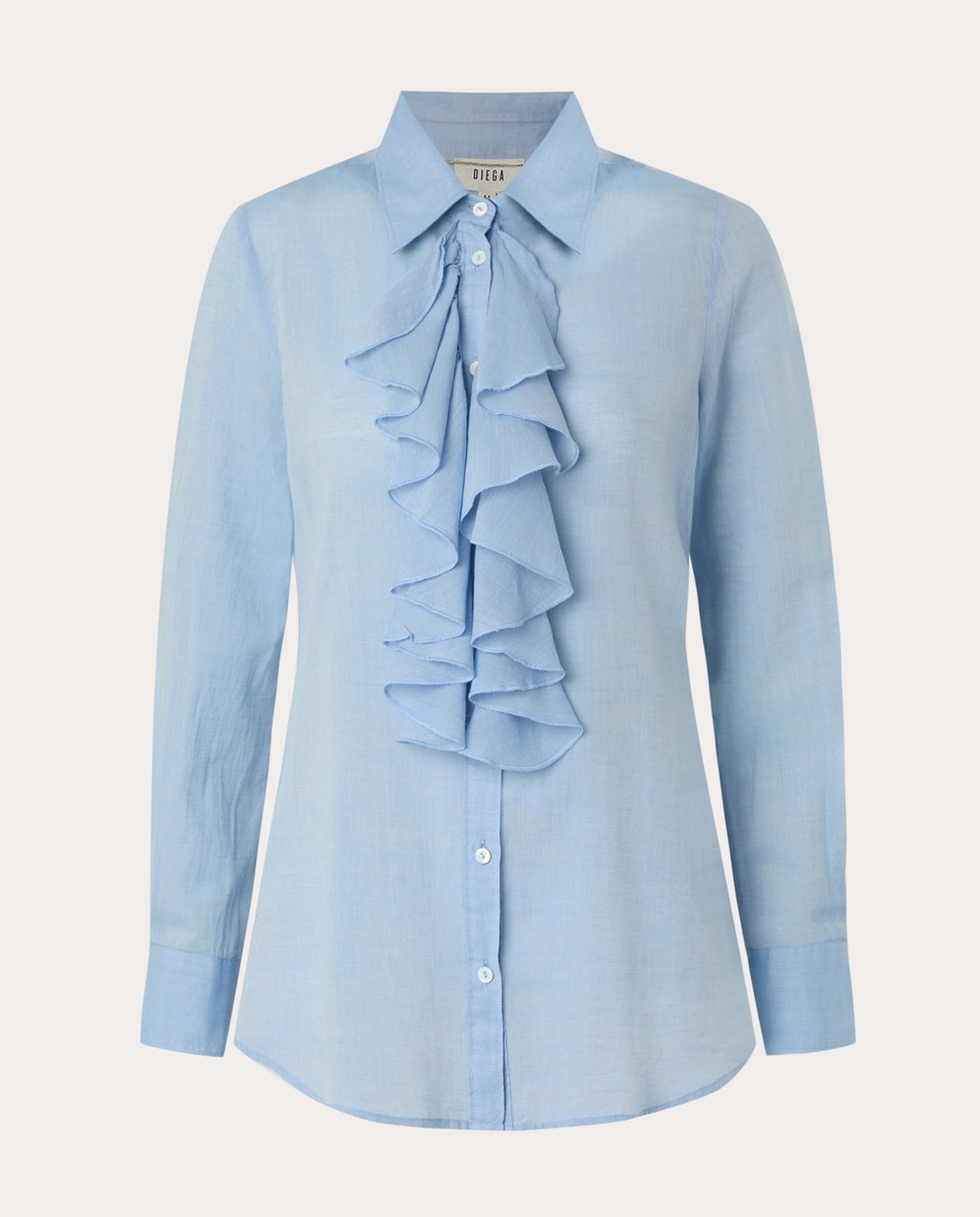 Camisa de algodão Azul-claro-1