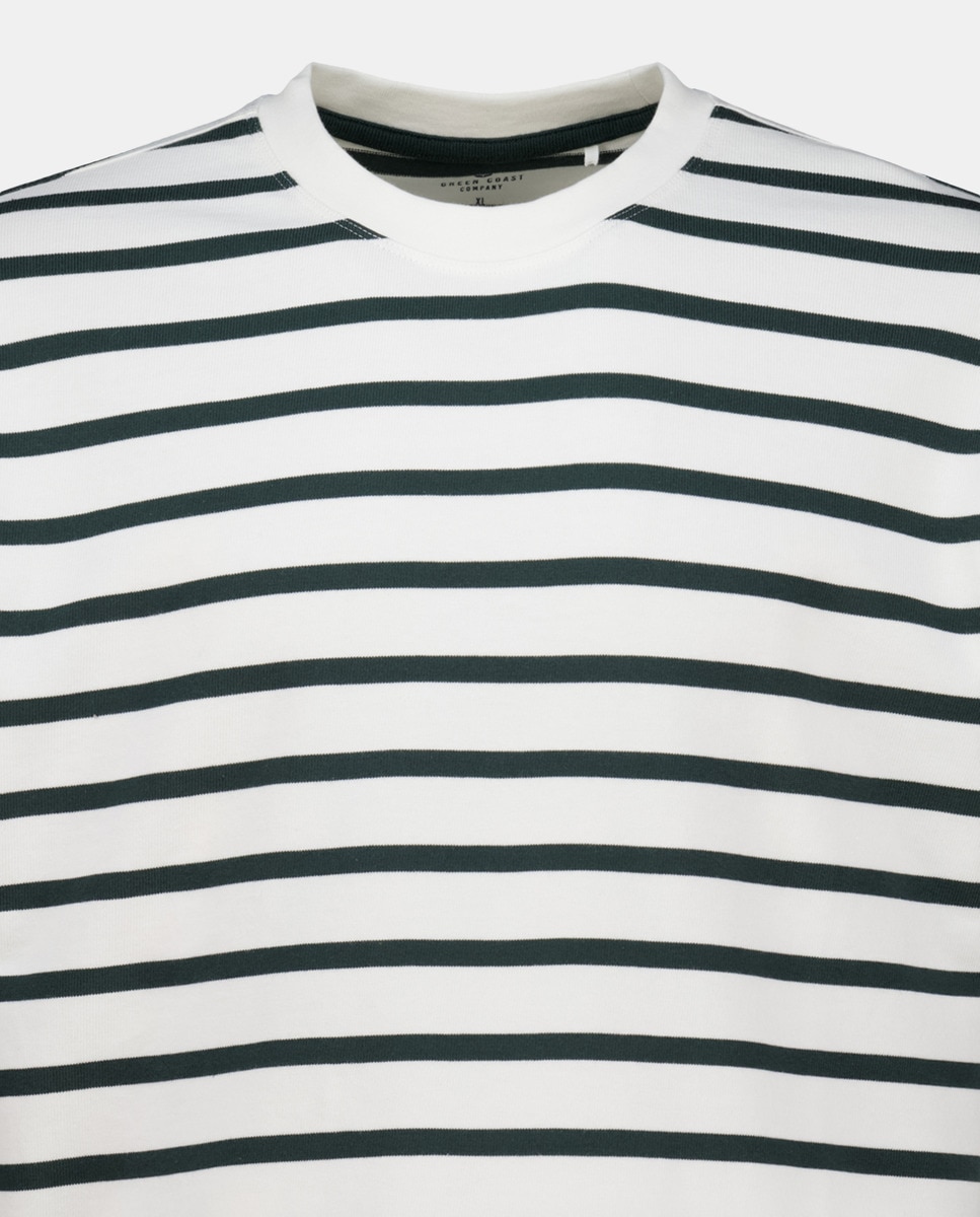 Camisola de Manga Comprida às Riscas Branco-5