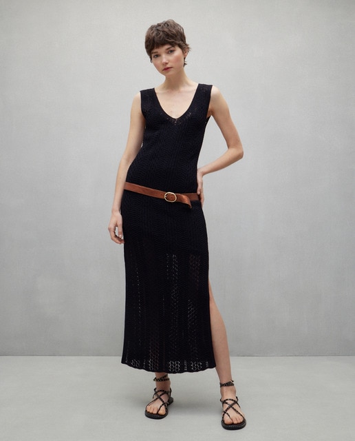 Vestido tricot cinta