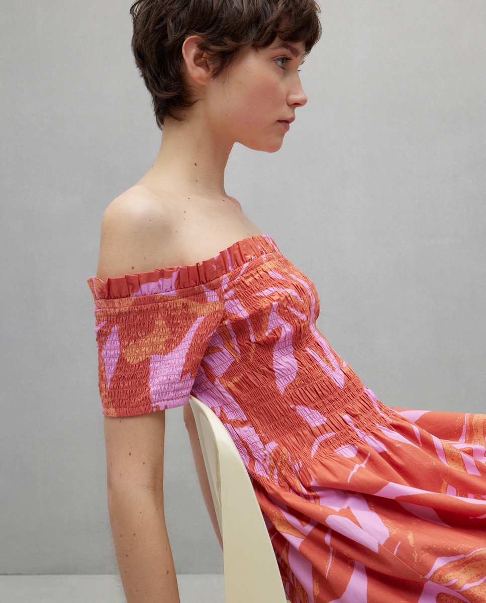 Midi Vestido Rojo Easy Wear Vestido Vaporoso Midi Con Parte