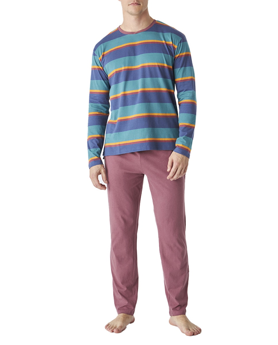 Imagen 0 de Pijama de algodón manga larga cuello redondo JJB12 hombre