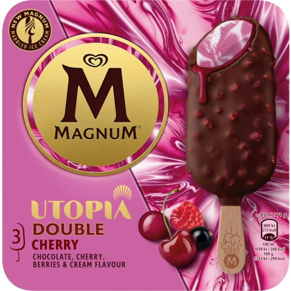 Gelado Magnum Double Cherry embalagem 255 ml