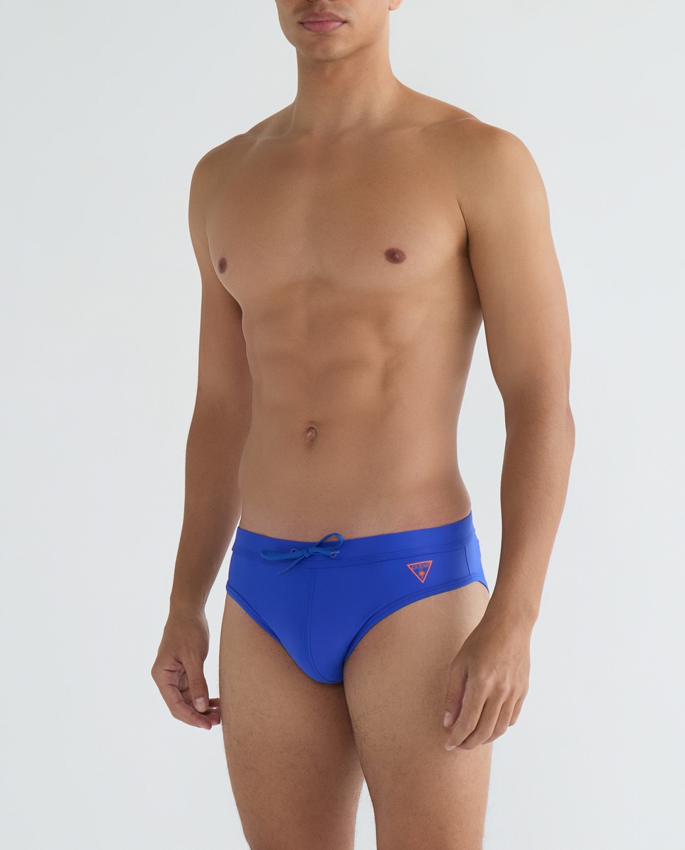 Calções de Banho Desportivos sem Bolsos e com Logótipo da Marca Azul-1