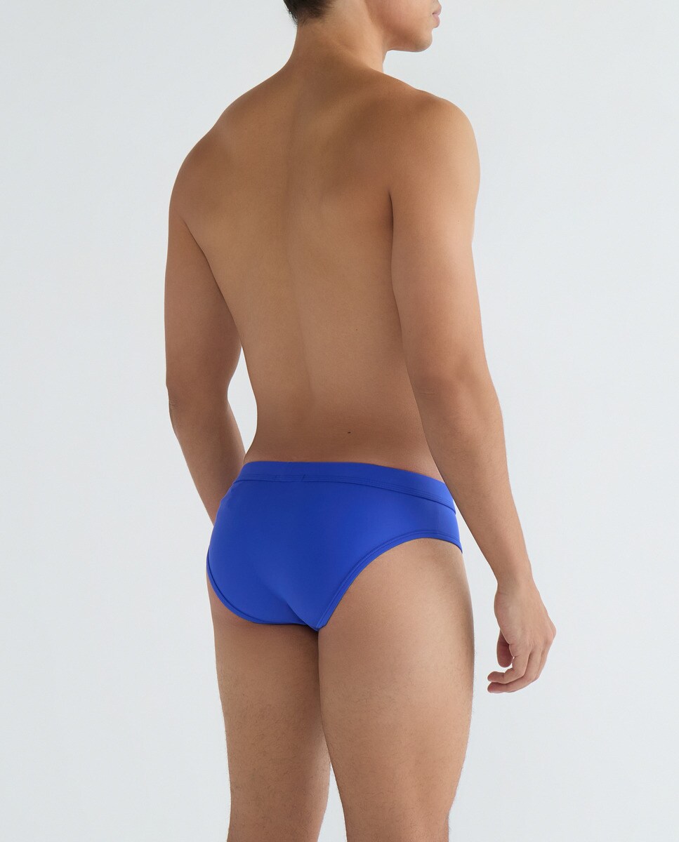Calções de Banho Desportivos sem Bolsos e com Logótipo da Marca Azul-2