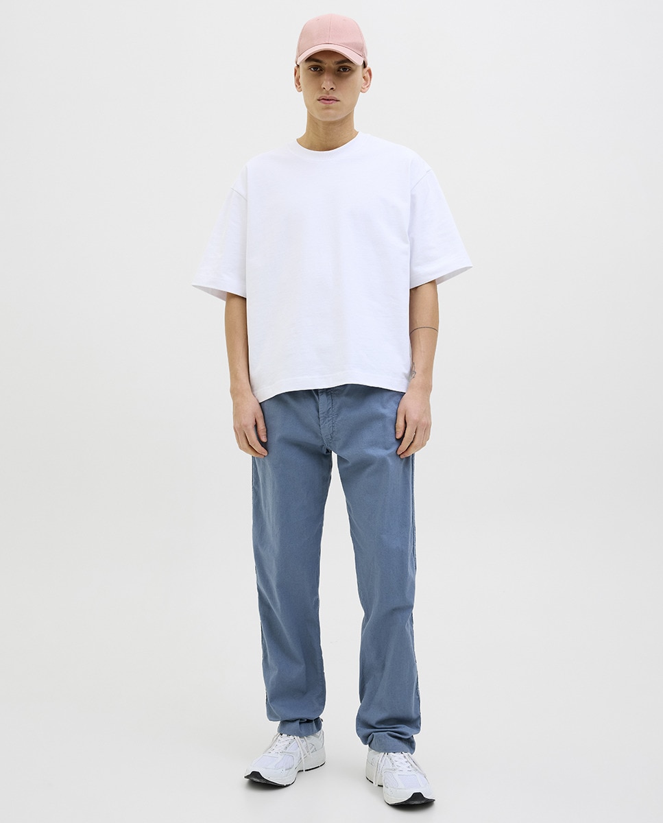 Joggers com Cordões e Cintura Subida Azul-1