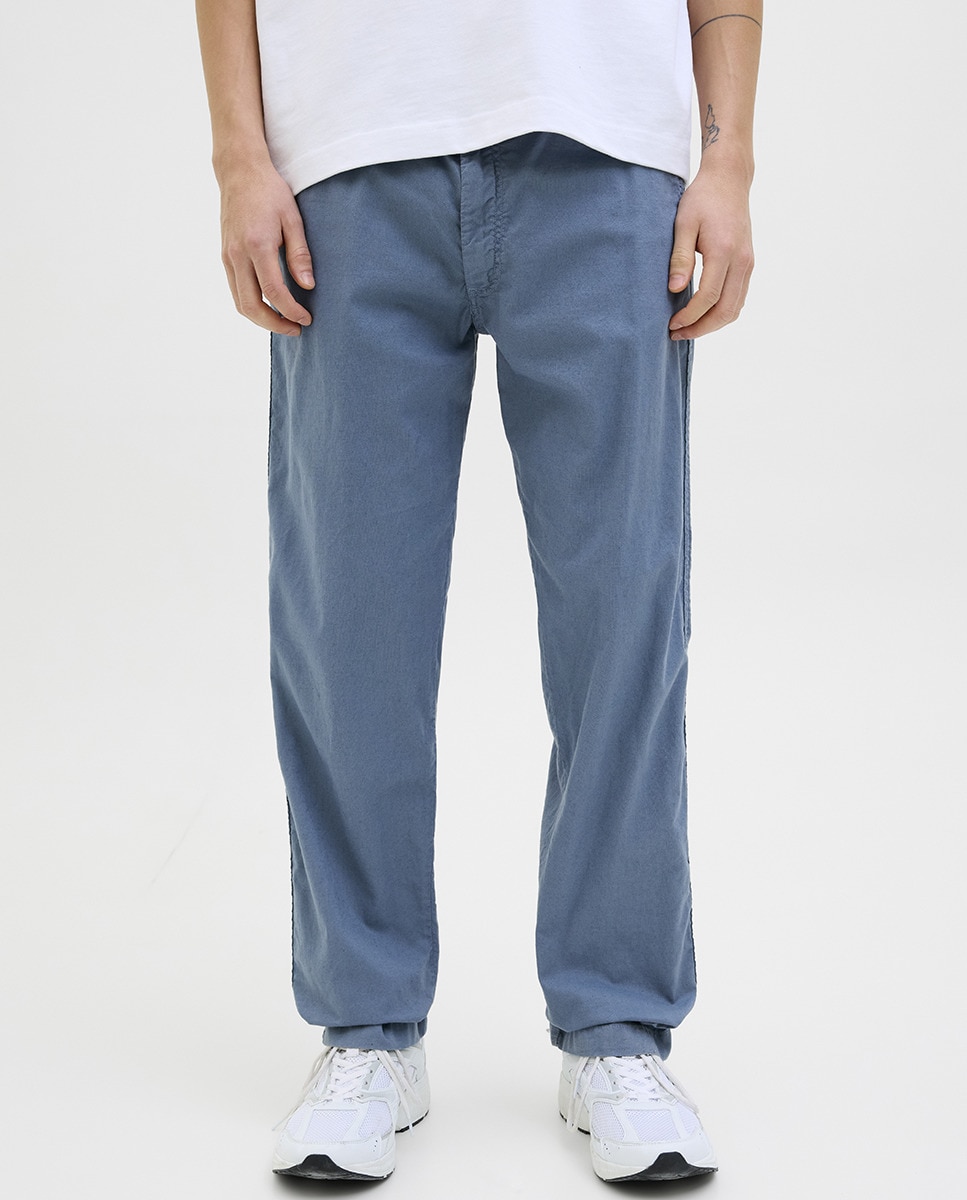 Joggers com Cordões e Cintura Subida Azul-2