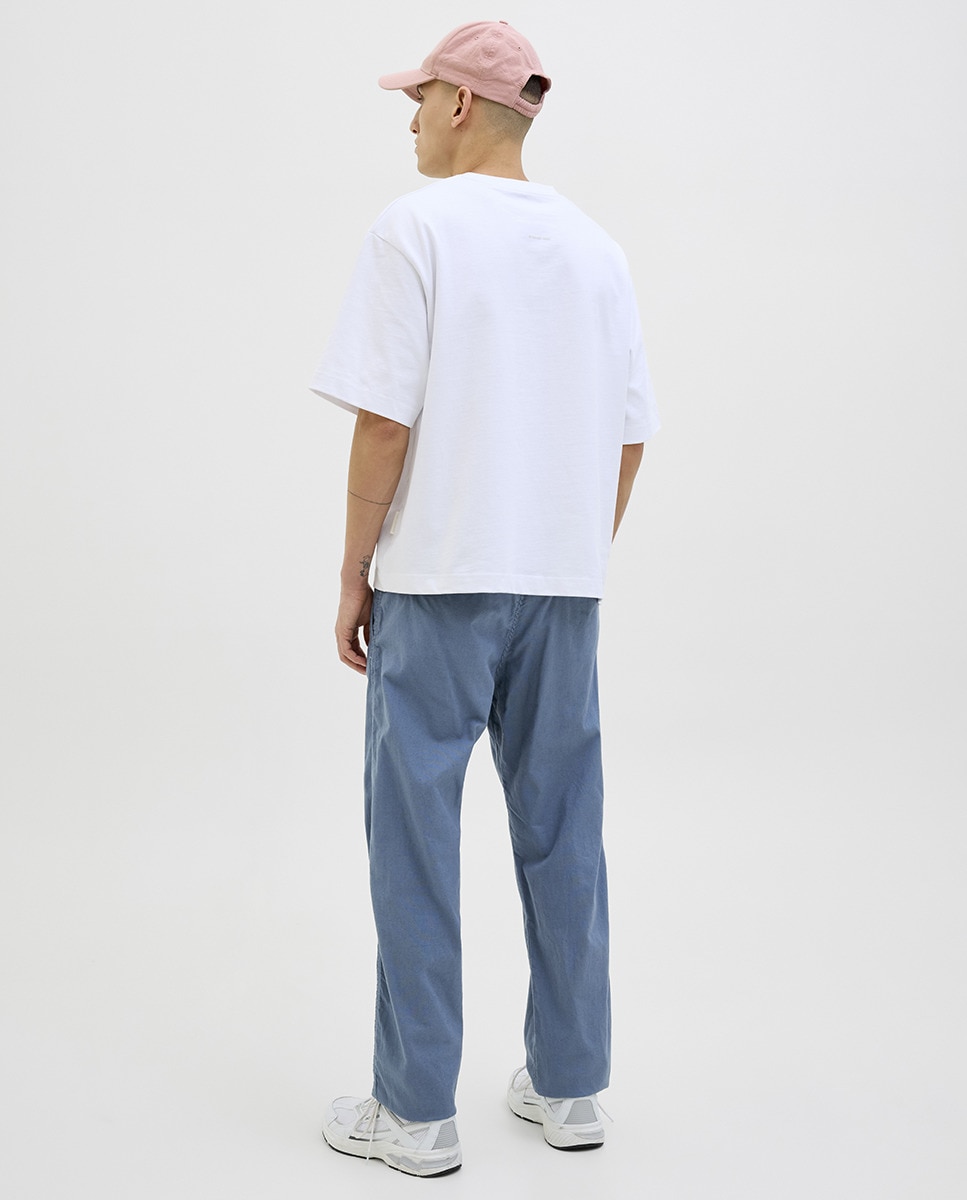 Joggers com Cordões e Cintura Subida Azul-3