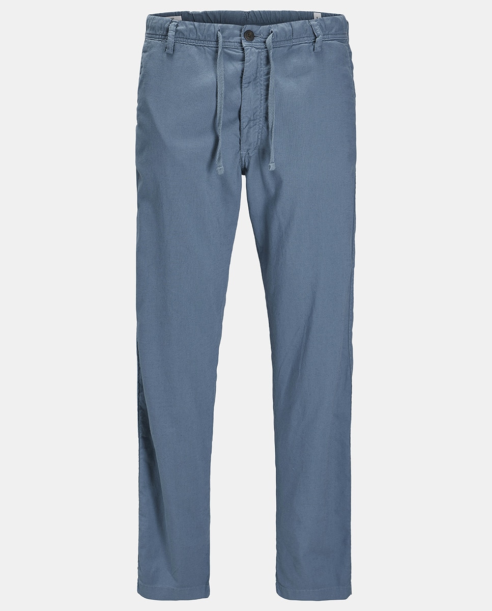 Joggers com Cordões e Cintura Subida Azul-4