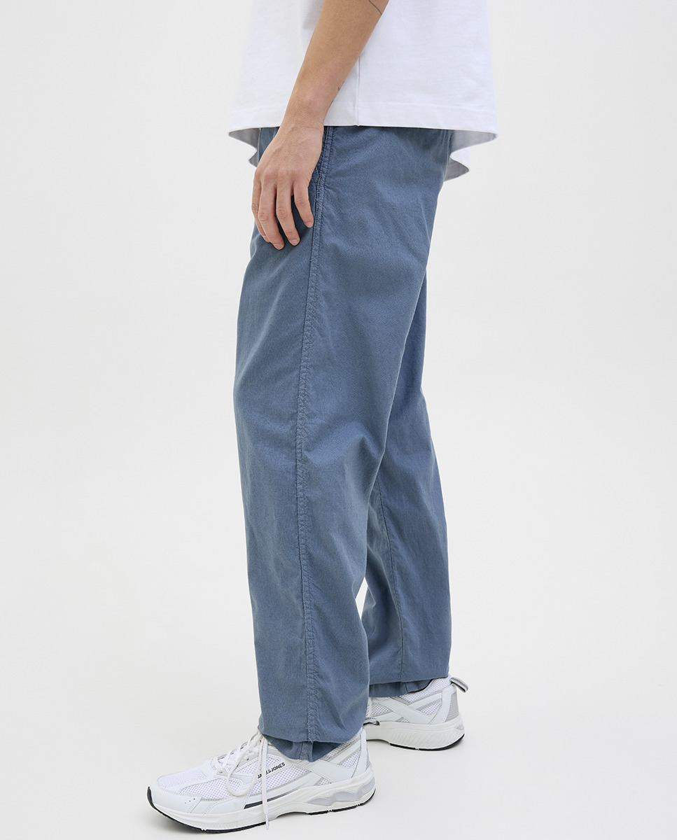 Joggers com Cordões e Cintura Subida Azul-7