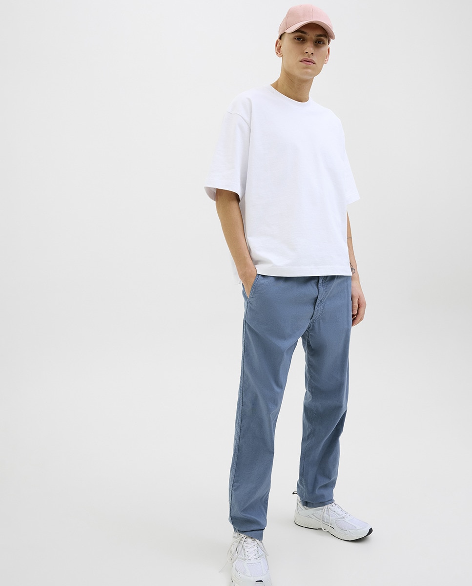 Joggers com Cordões e Cintura Subida Azul-8