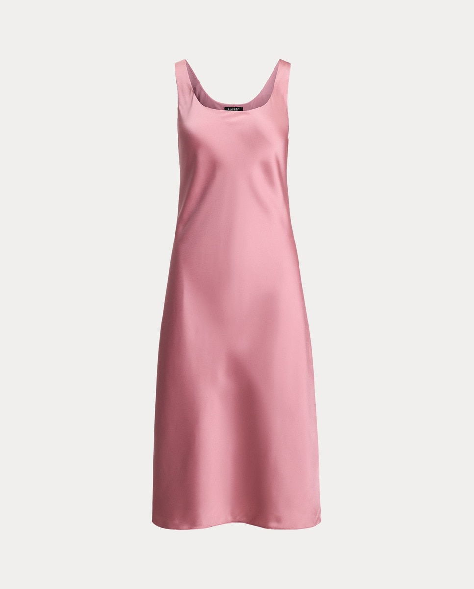 Vestido Midi de Cetim com Alças Rosa-7
