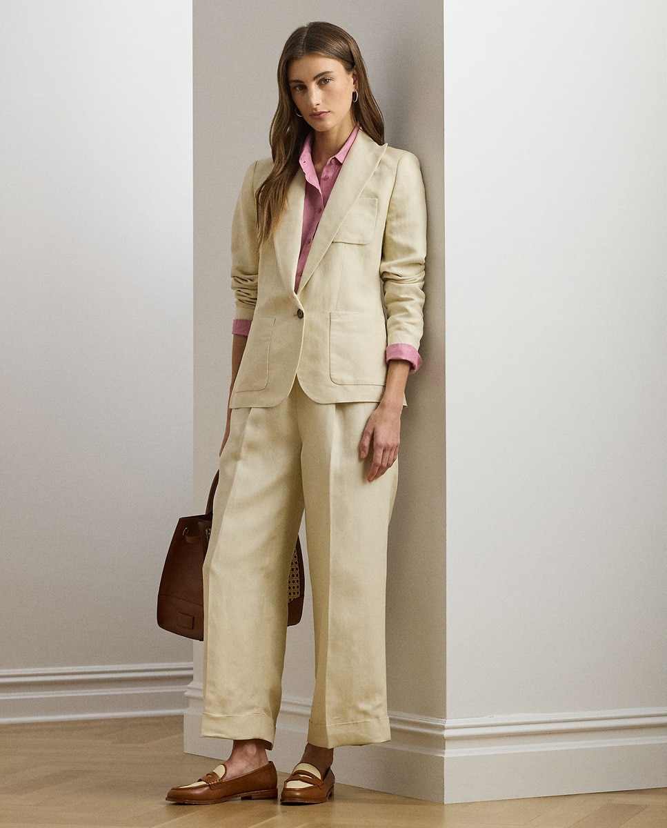 Blazer de Fato com Abas e Abotoadura Simples Cru-1