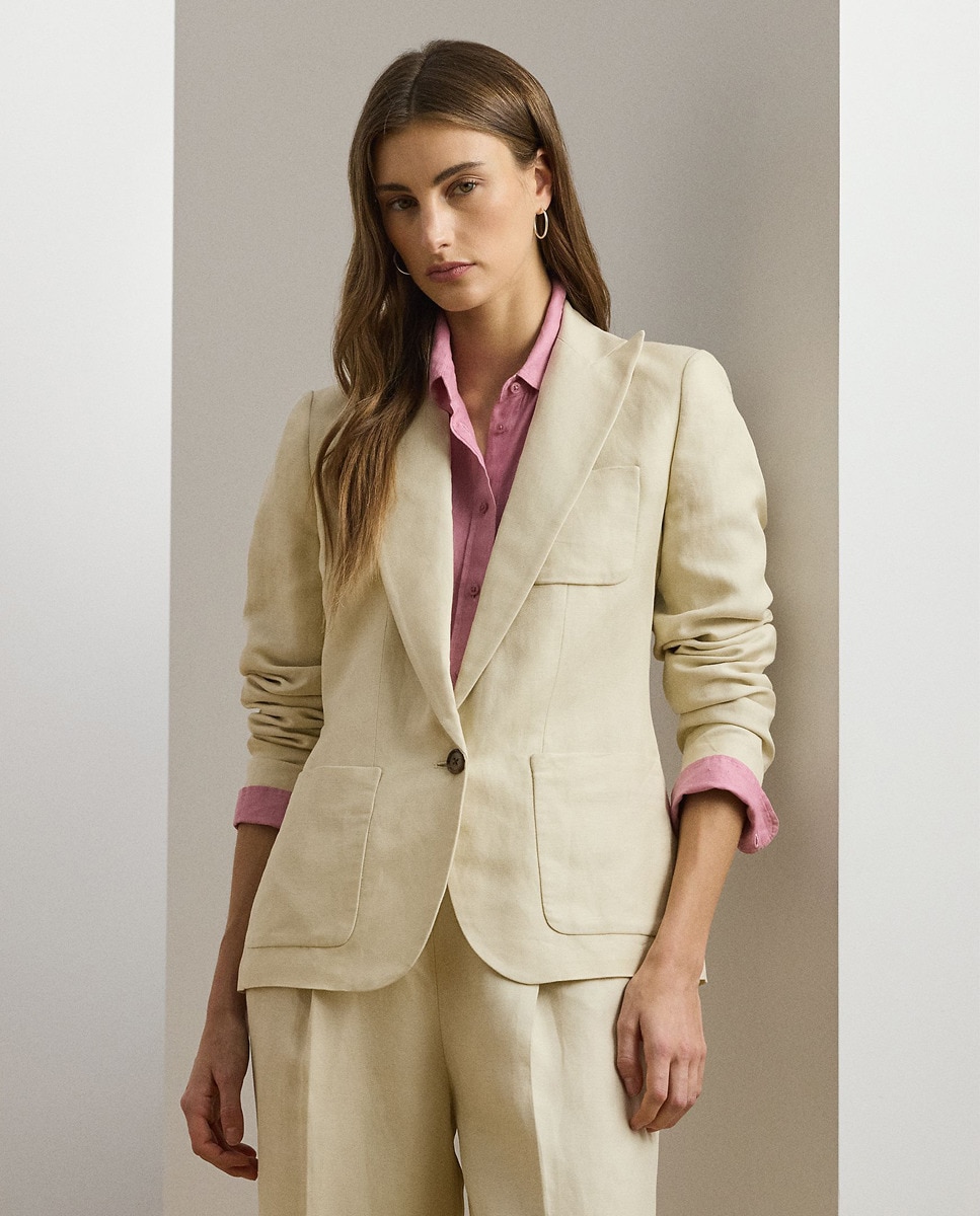 Blazer de Fato com Abas e Abotoadura Simples Cru-4