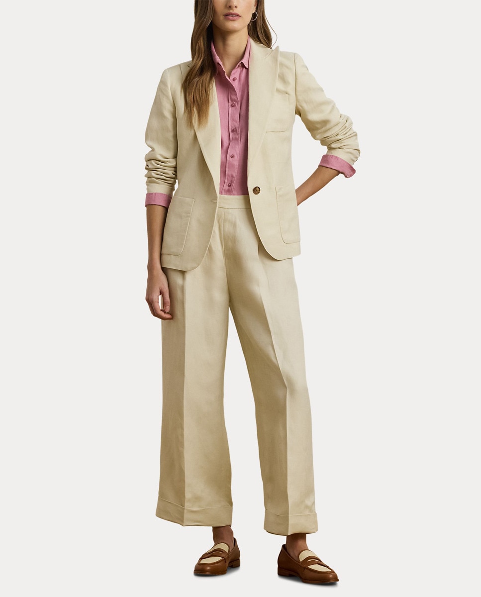 Blazer de Fato com Abas e Abotoadura Simples Cru-8