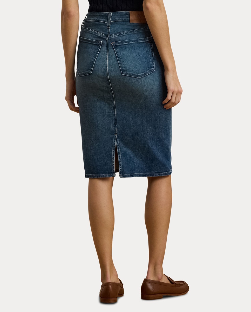 Saia de Ganga Midi com Cinco Bolsos Azul-índigo-5
