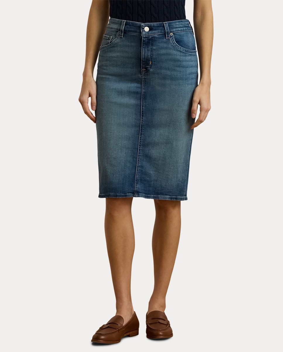 Saia de Ganga Midi com Cinco Bolsos Azul-índigo-6