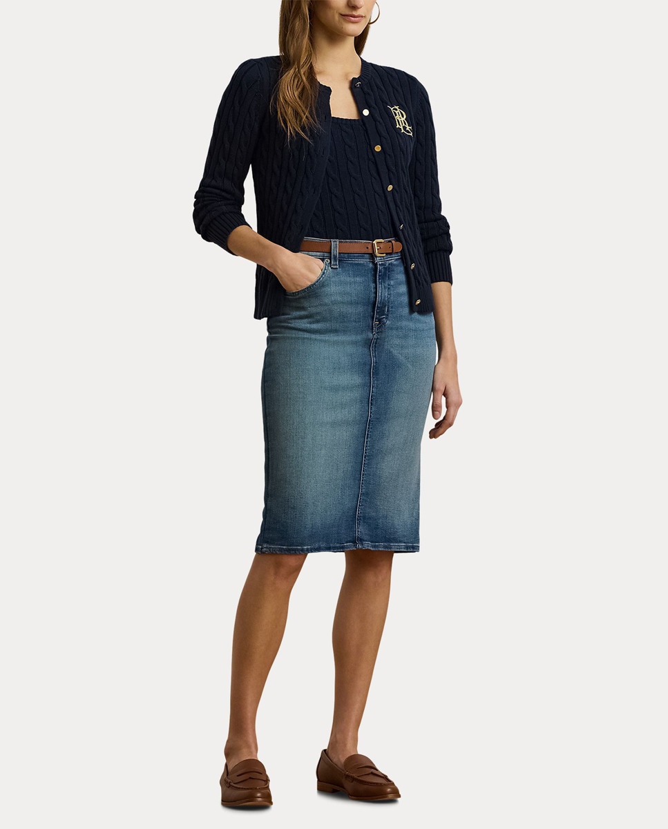 Saia de Ganga Midi com Cinco Bolsos Azul-índigo-8