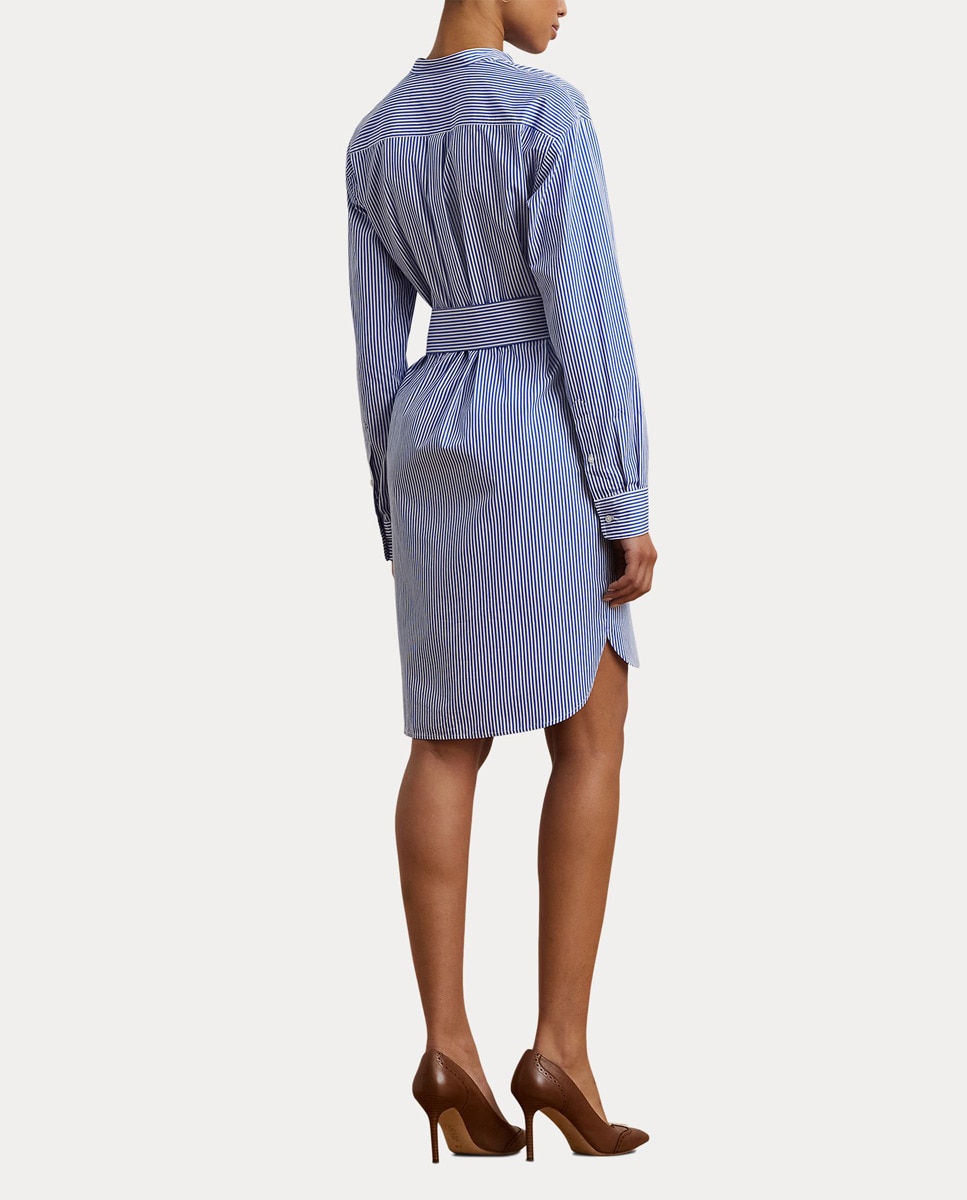 Vestido camiseiro com cinto Azul-5