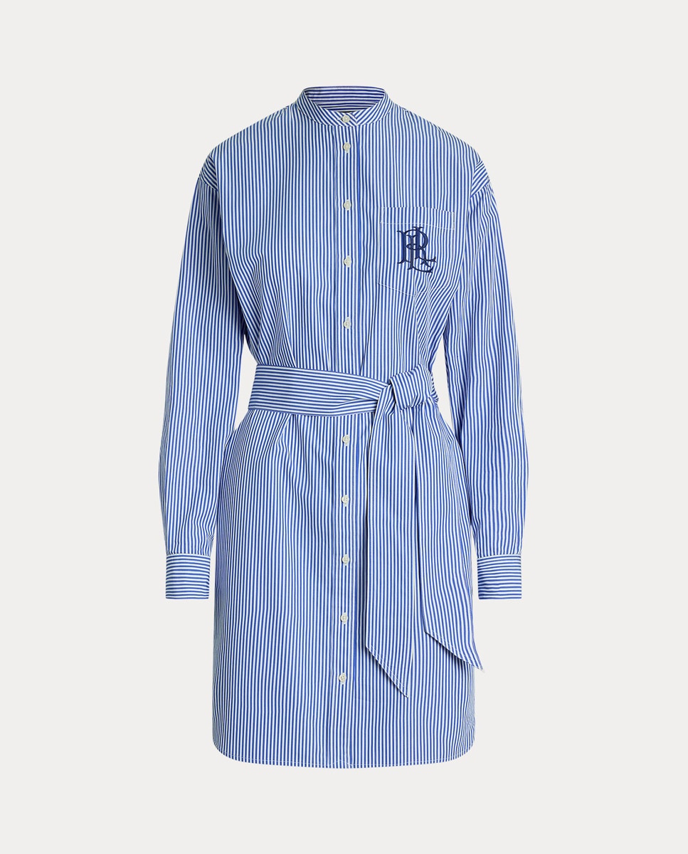Vestido camiseiro com cinto Azul-7