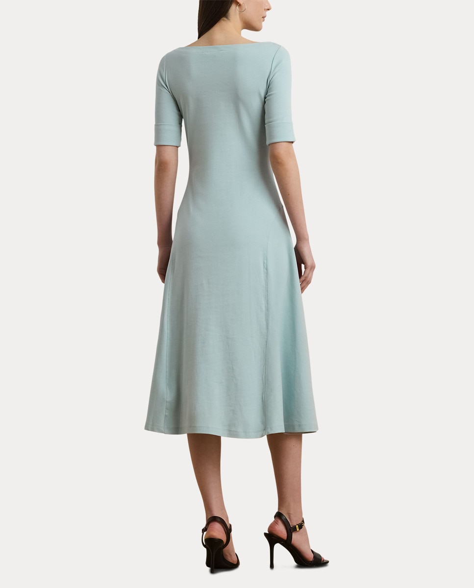 Vestido midi com manga 3/4 Azul-5