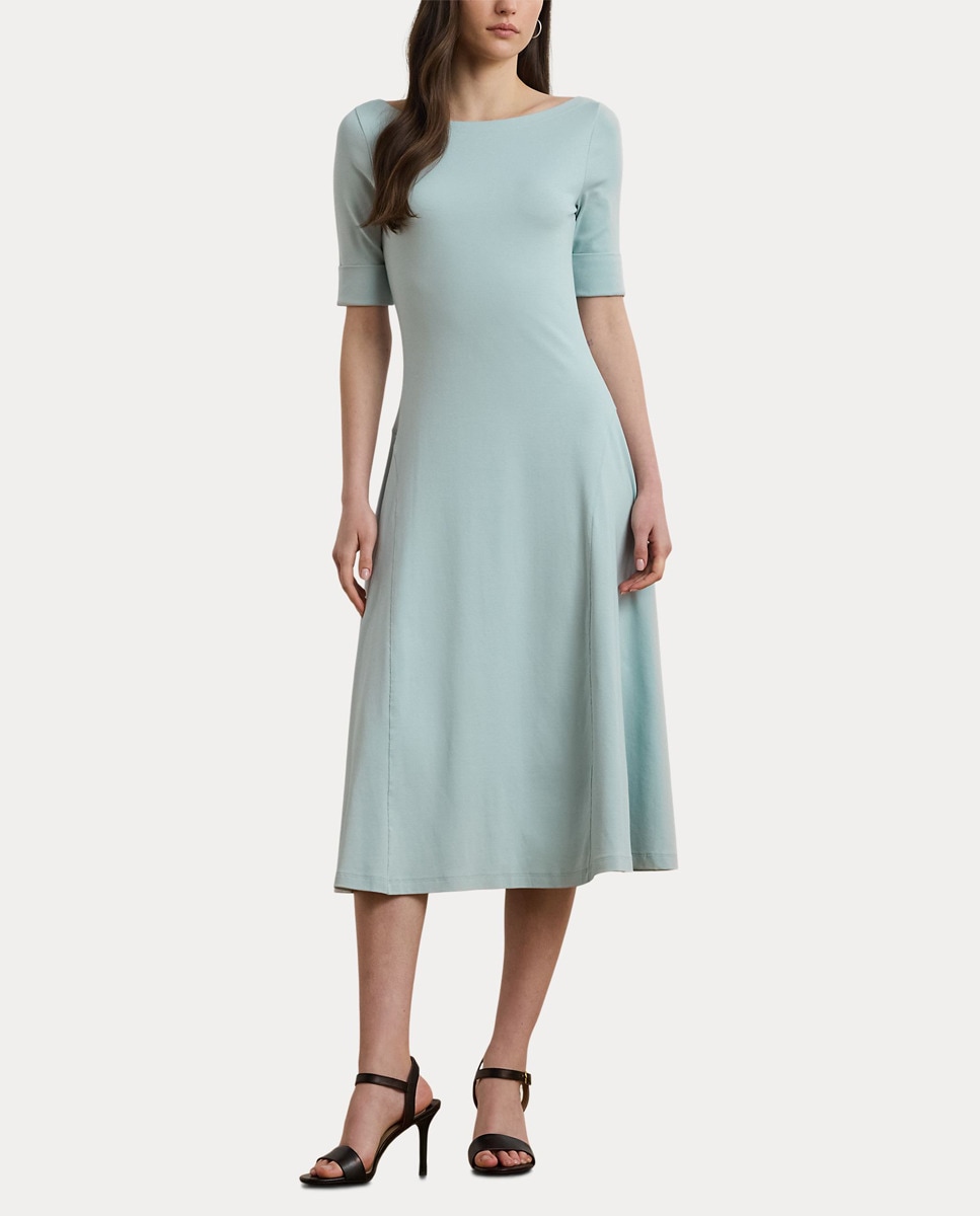 Vestido midi com manga 3/4 Azul-8
