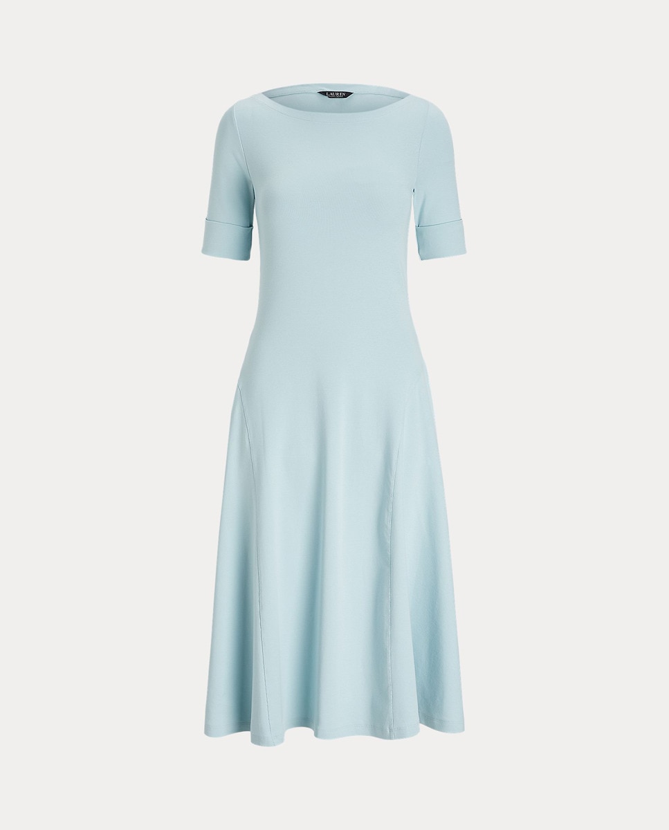 Vestido midi com manga 3/4 Azul-7