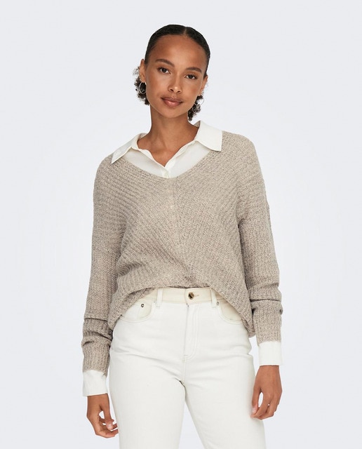 Imagen 0 de Jersey de mujer de manga larga y cuello ligeramente de pico