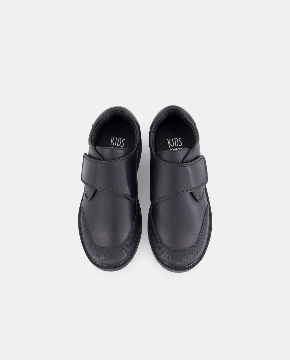 Sapatos Escolares Blucher com Fecho de Velcro e Biqueira Reforçada com Pele Preto-4