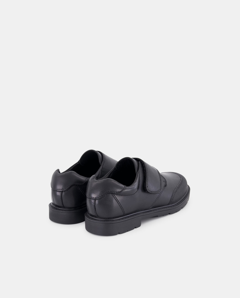 Sapatos Escolares Blucher com Fecho de Velcro e Biqueira Reforçada com Pele Preto-3