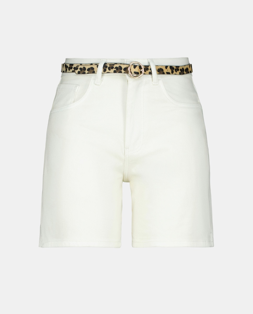 Bermudas de ganga com cinto Branco-4