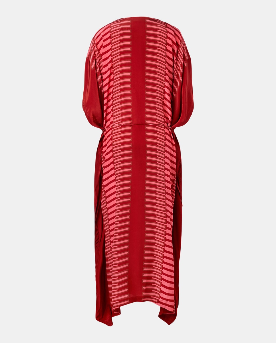 Kaftan com Estampado Geométrico e Cinto de Pérolas 660 Laranja-2