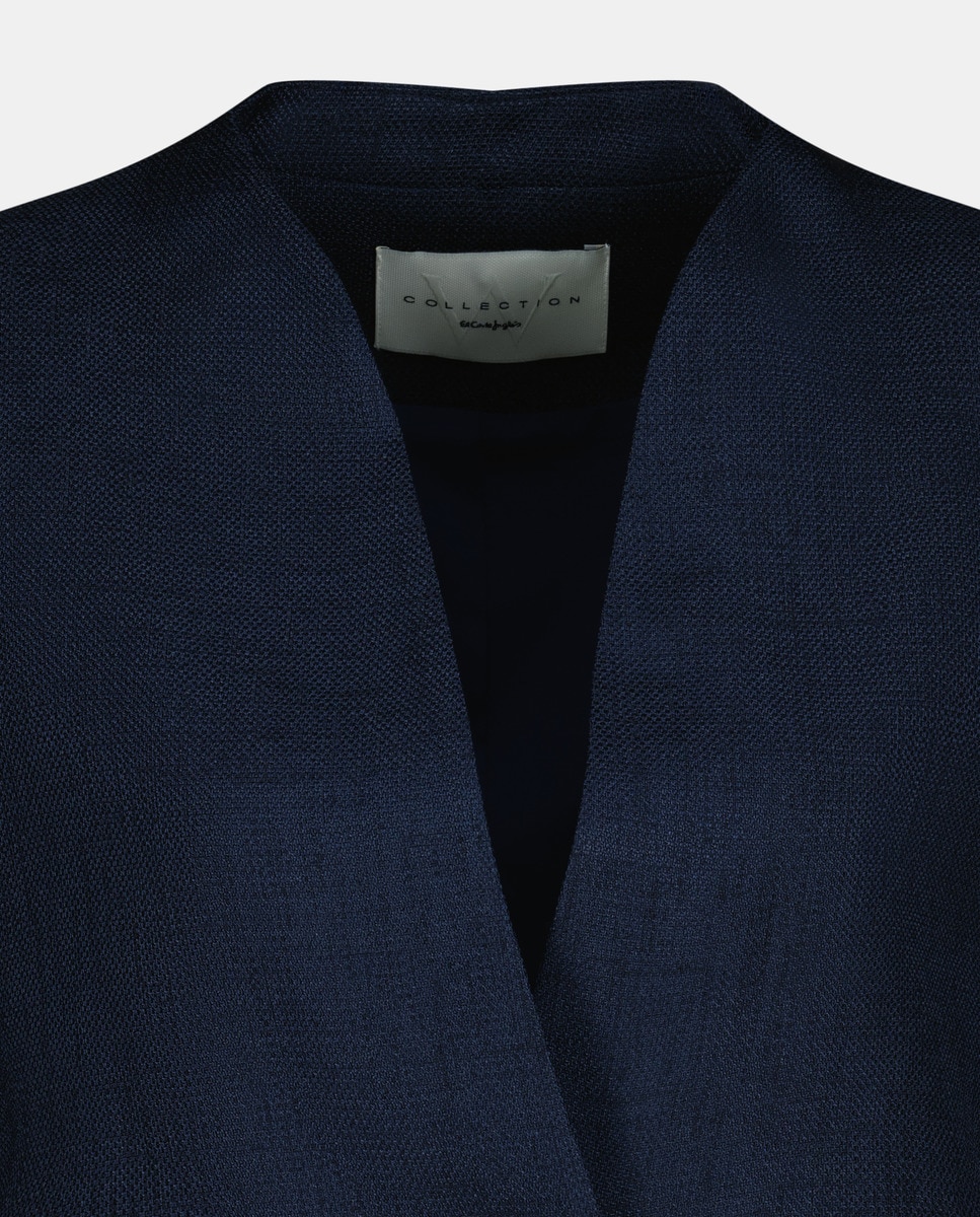 Blazer Curto Liso com Textura Azul-marinho-5