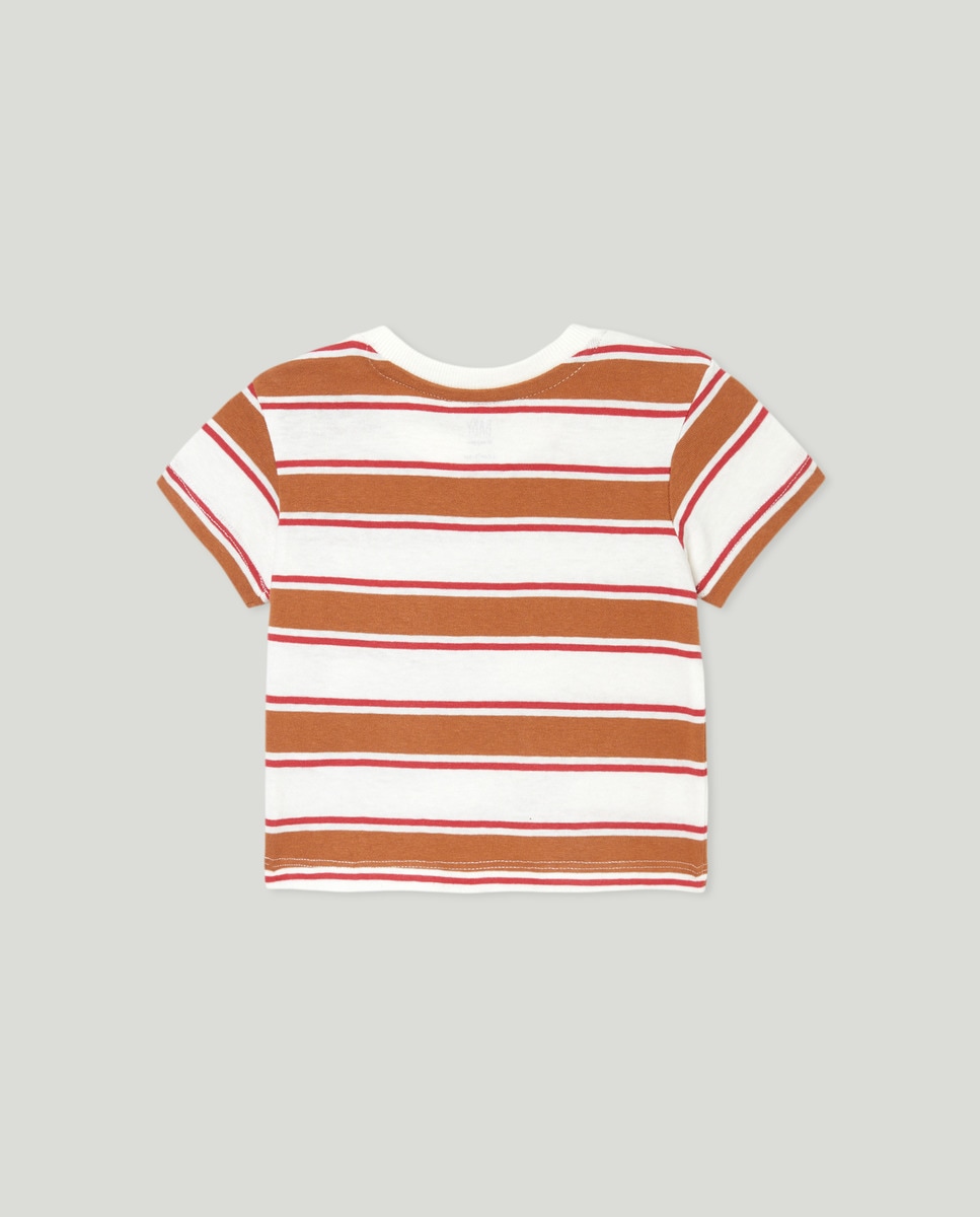 T-shirt de Manga Curta às Riscas para Bebé Castanho-2