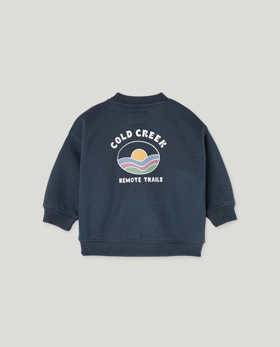 Sudadera de bebé cuello caja estampada Azul-2