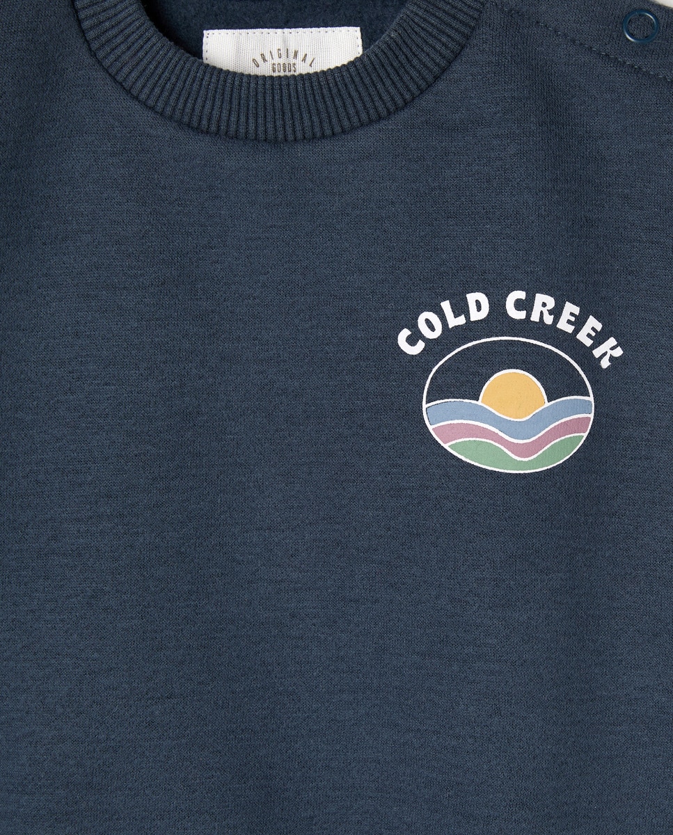 Sudadera de bebé cuello caja estampada Azul-3