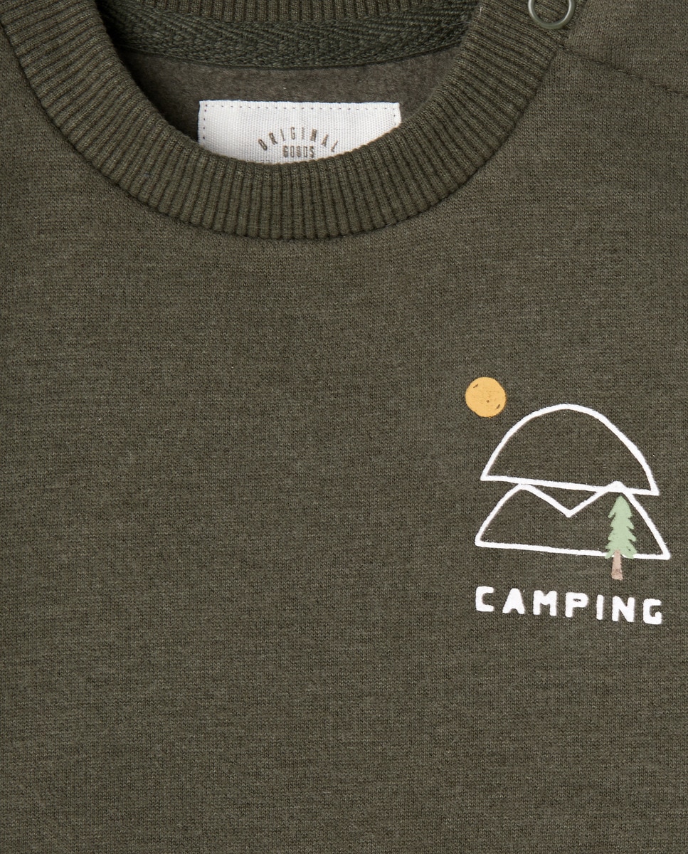 Sudadera de bebé cuello caja estampada Verde-3