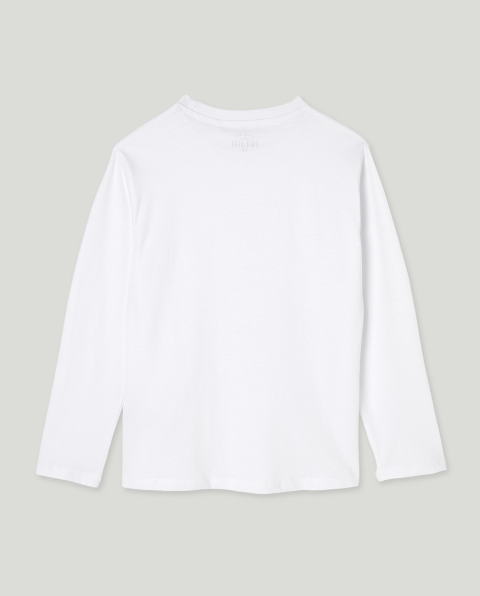 Camiseta de niño lisa manga larga Blanco-2