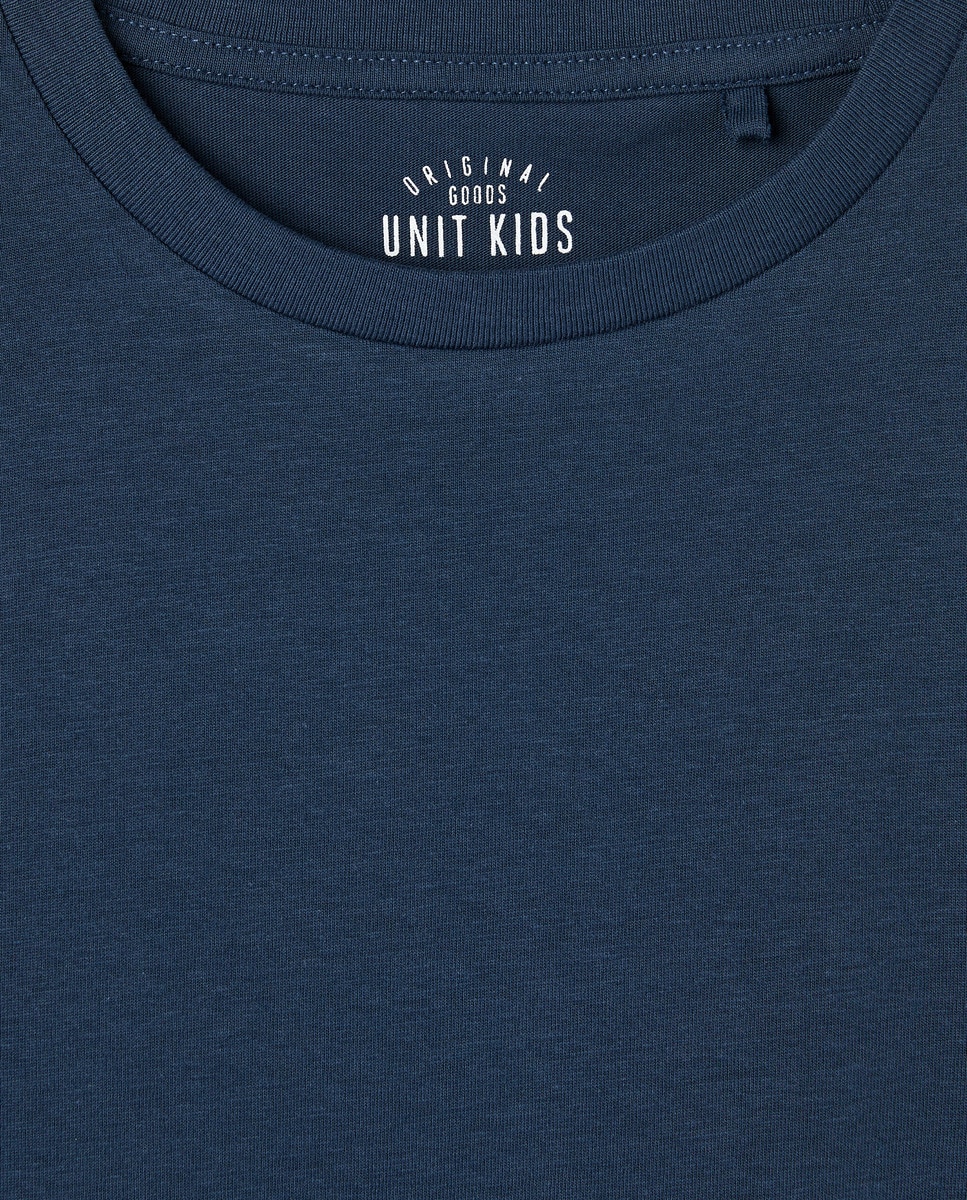 Camiseta de niño lisa manga larga Azul-3