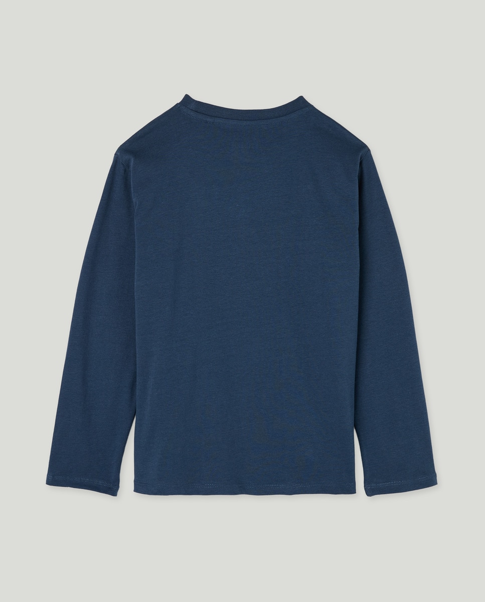 Camiseta de niño lisa manga larga Azul-2