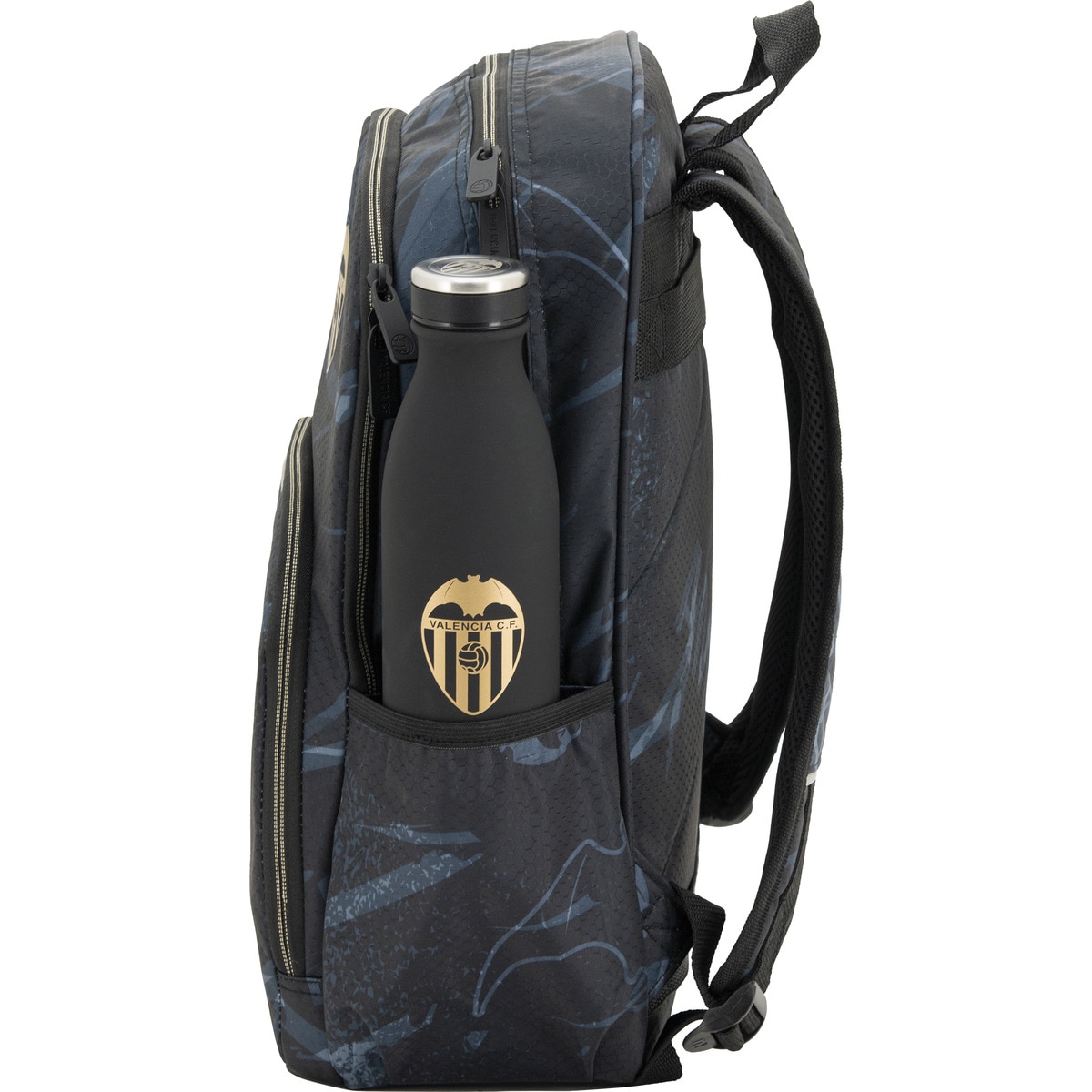 Mochila 39,50 com costas e base almofadadas 2025 Valencia CF preto e dourado Preto / Dourado-3