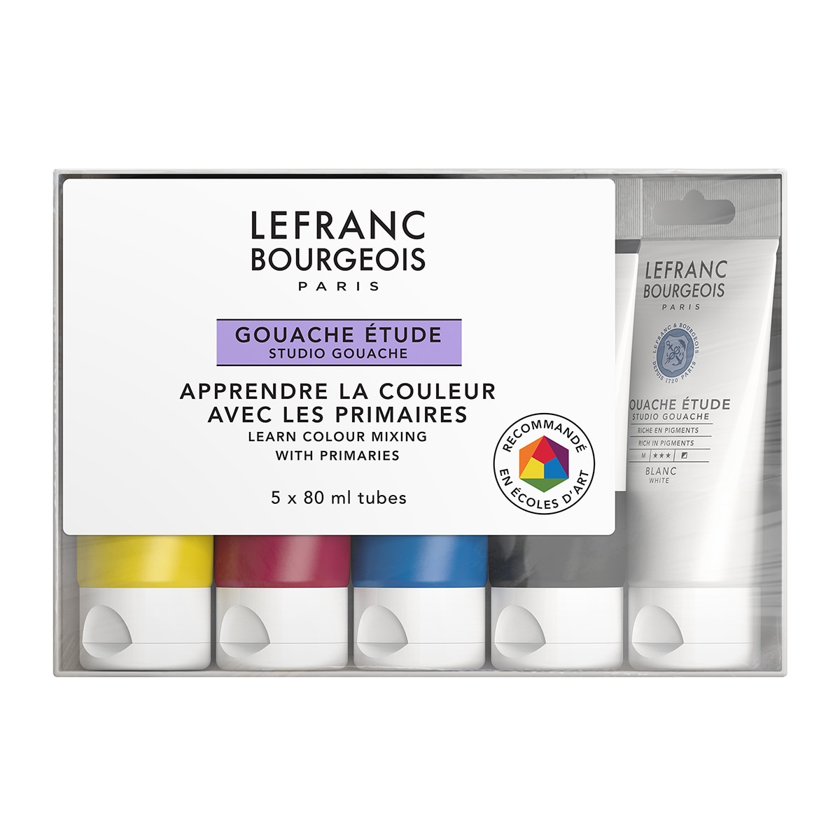 Set tinta guache Lefranc cores primárias 1