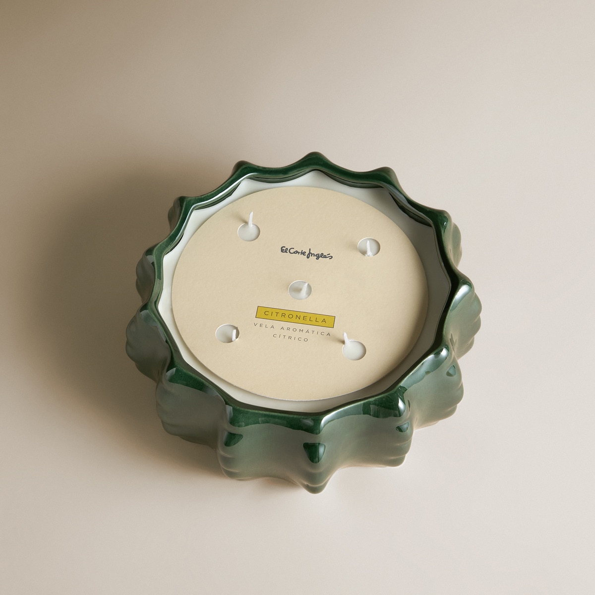 Vela Aromática em Tigela com 5 Pavios Citronela Verde-4