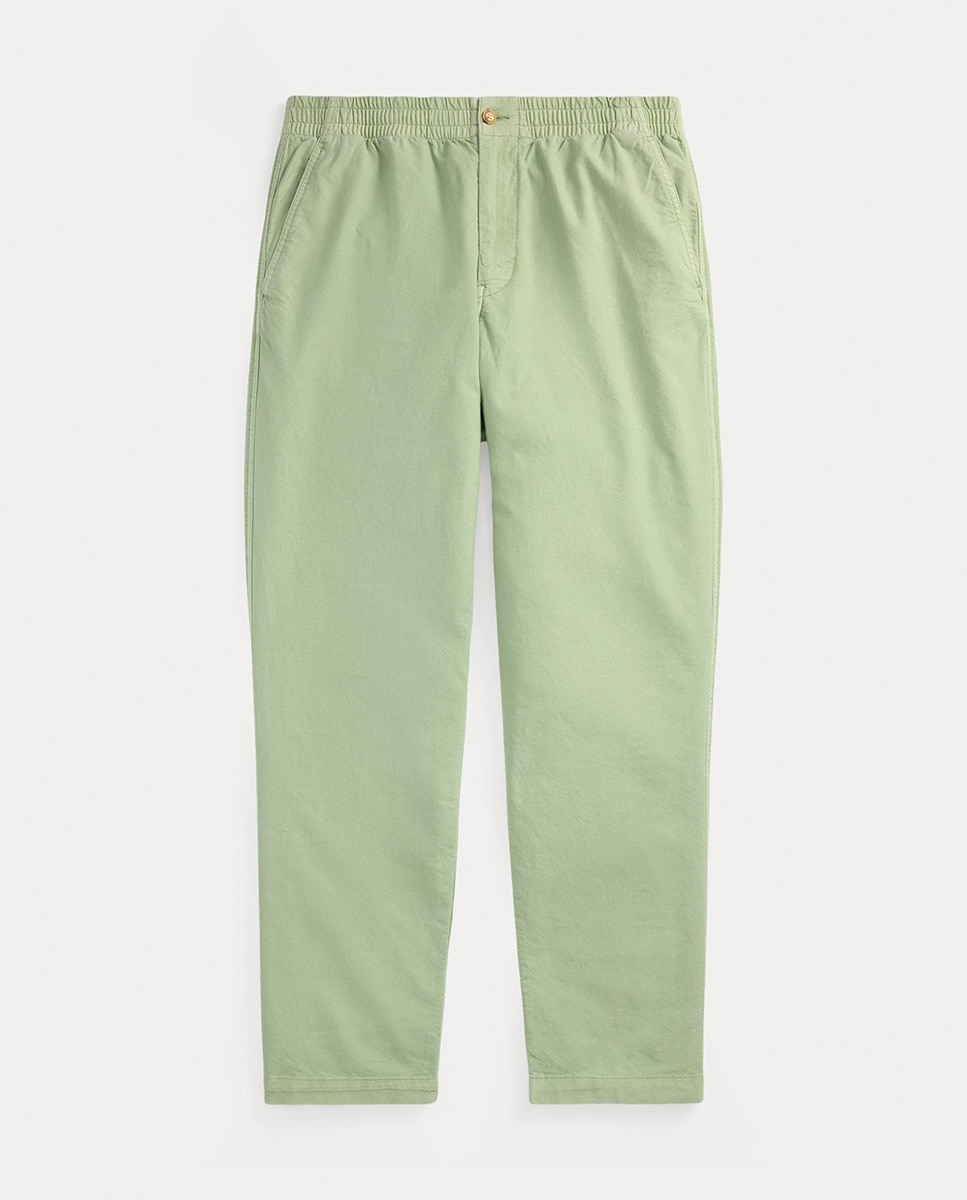 Calças Chino Classic Fit com Cordão Ajustável Verde-claro-5