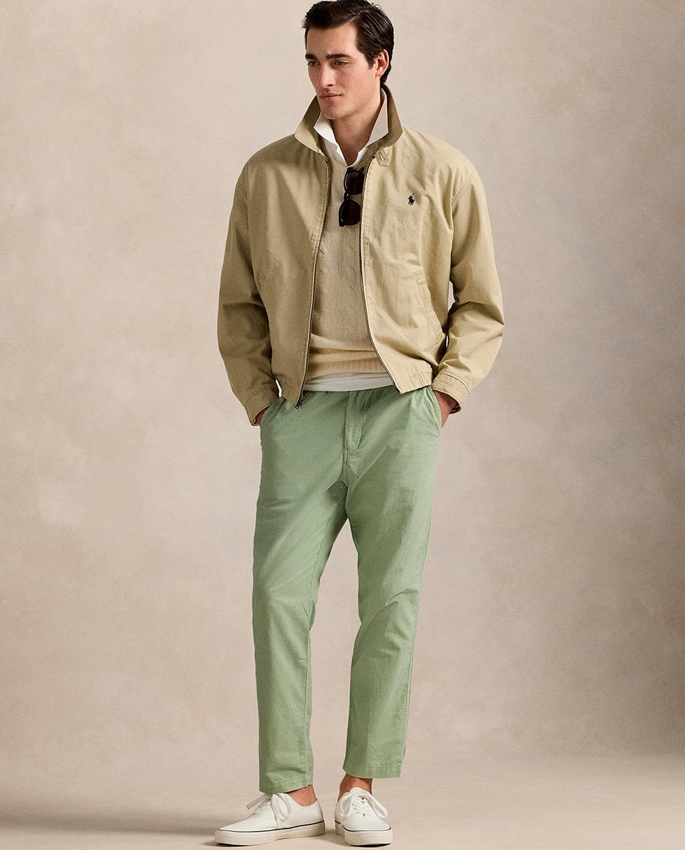 Calças Chino Classic Fit com Cordão Ajustável Verde-claro-4
