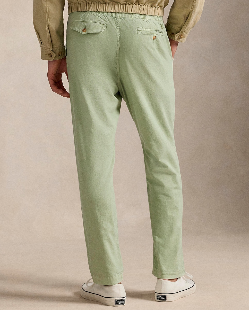 Calças Chino Classic Fit com Cordão Ajustável Verde-claro-2