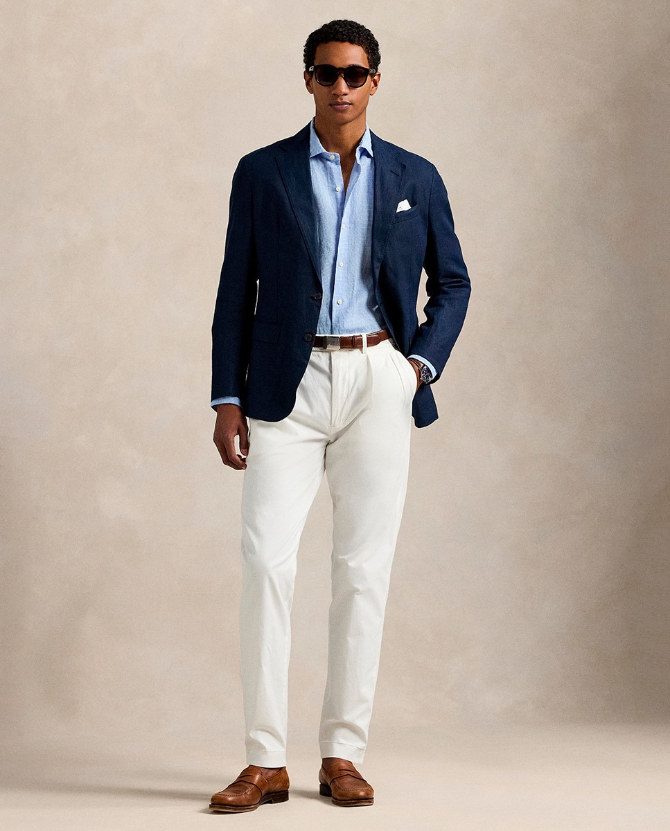Camisa Regular Fit de Linho Azul-claro-4